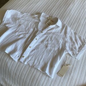 White button-down boxy, cropped top women’s M